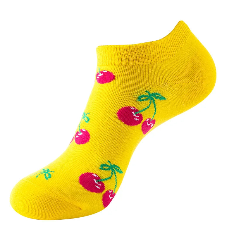 Novelty Men Short Socks Boat High Quality Geometric Fruit Sushi Colorful Pattern Fashion Socks