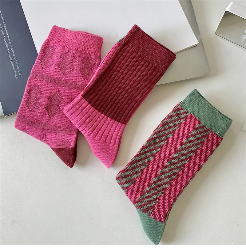 Socks For Women New Novelty Fashion Casual Girls Absorb Sweat Cotton Crew Socks Autumn Breathable Creative Color Korean Socks