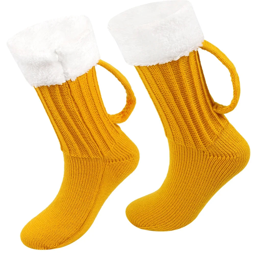 Novelty Animal Pattern Socks Beer Mug Knit Socks Funny Knit Socks Funny Otoberfest Christmas Gifts Winter Warm Floor Sock