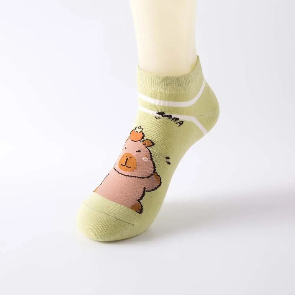 Novelty Anime Capybara Socks Letter Cotton Short Ankle Socks Kawaii Summer Hosiery Socks for Women Outdoor
