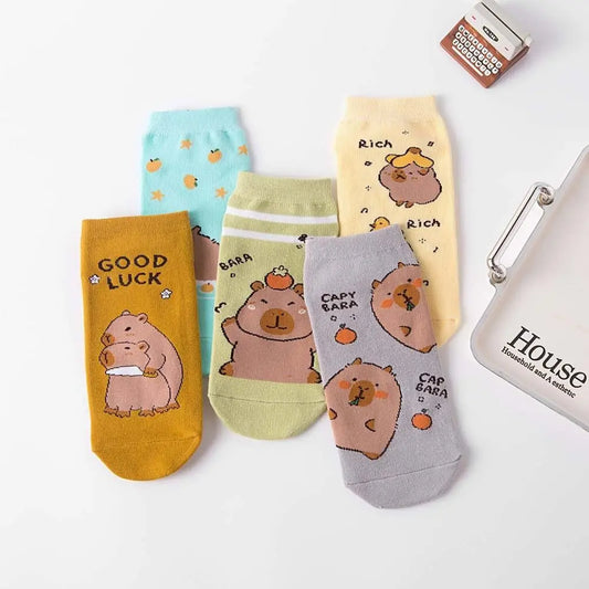 Novelty Anime Capybara Socks Letter Cotton Short Ankle Socks Kawaii Summer Hosiery Socks for Women Outdoor