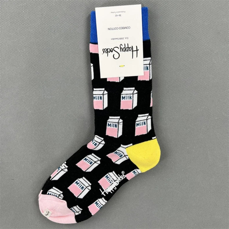 New Happy Socks All Over Cartoon Print Novelty Crew Socks 36-40