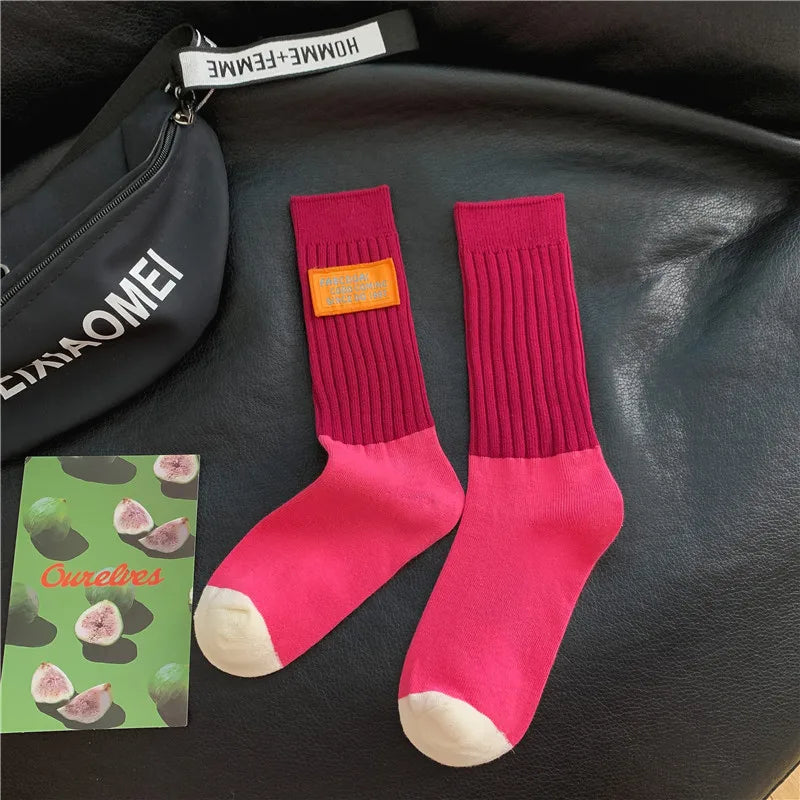 Trend Socks For Women New Novelty Fashion Casual Girls Absorb Sweat Cotton Crew Socks Autumn Breathable Creative Color Socks