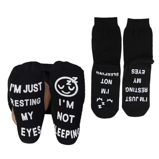 Novelty Funny Saying Ankle Socks I Not Sleeping Resting Eyes Hosiery Gifts
