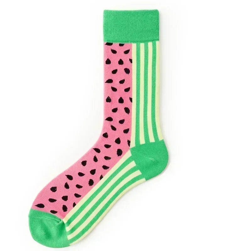 Novelty Happy Funny Men Graphic Socks Combed Cotton Omelette Frog Crazy Burger Salmon Corn Avocado Bird Fish Sock Christmas Gift