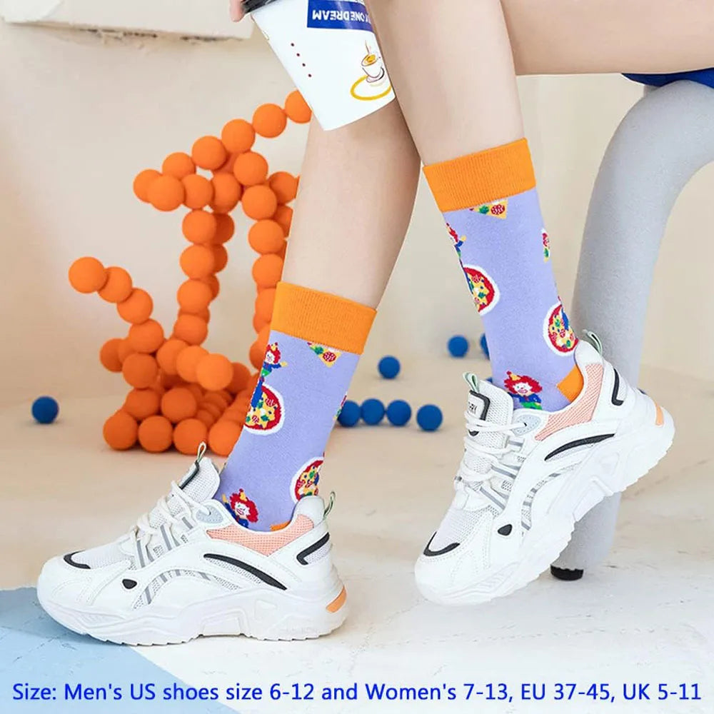 6 Pairs Unisex New Fashion Colorful Happy Casual Socks Dress Harajuku Cute Spaceman Grid Women Funny Socks