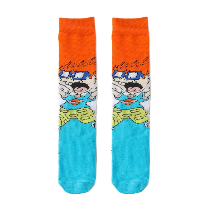 5/10/20pairs Unisex Cartoon Anime Socks, Fashion Novelty Funny Socks, Skateboard Socks, Women Men's Socks & Hosiery