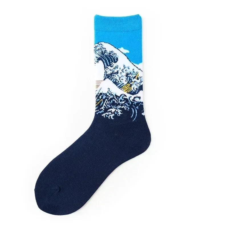 Novelty Happy Funny Men Graphic Socks Combed Cotton Omelette Frog Crazy Burger Salmon Corn Avocado Bird Fish Sock Christmas Gift