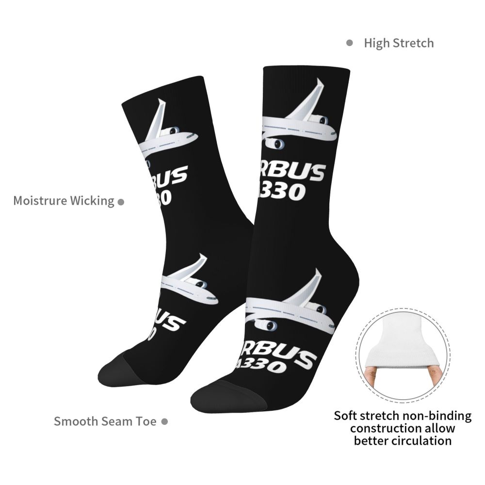 Novelty Printed Captain Stripes Epaulettes Socks for Women Men Stretchy Summer Autumn Winter Aviation Airplane Pilot Crew Socks