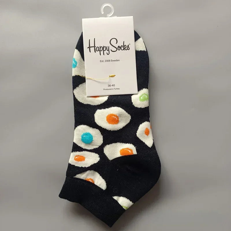 Novelty Happy Funny Mens Graphic Socks Summer Fruit Painting Dress Socks Low Cut SIZE 36-40