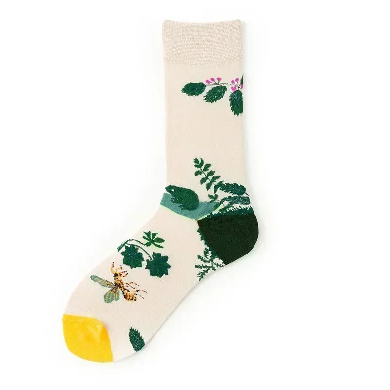 Novelty Happy Funny Men Graphic Socks Combed Cotton Omelette Frog Crazy Burger Salmon Corn Avocado Bird Fish Sock Christmas Gift