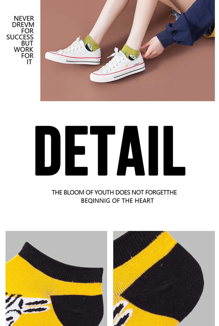 Novelty Men Short Socks Boat High Quality Geometric Fruit Sushi Colorful Pattern Fashion Socks