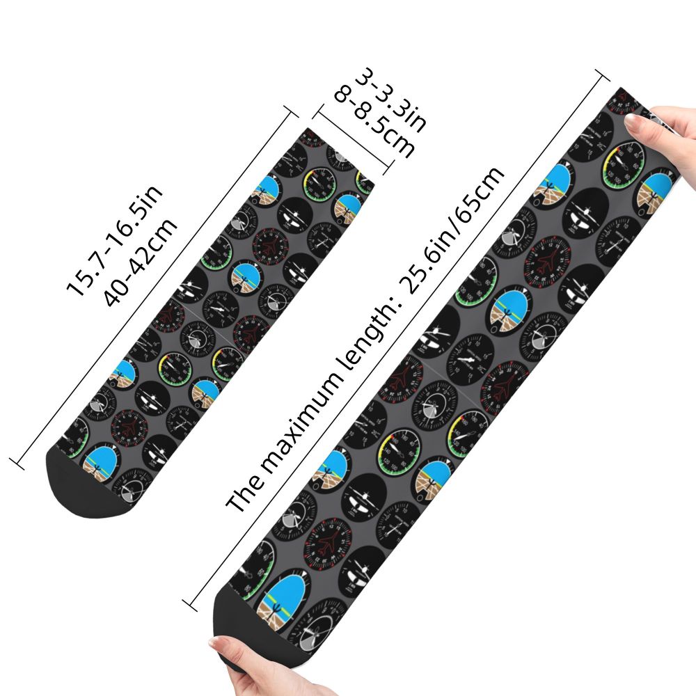Novelty Printed Captain Stripes Epaulettes Socks for Women Men Stretchy Summer Autumn Winter Aviation Airplane Pilot Crew Socks