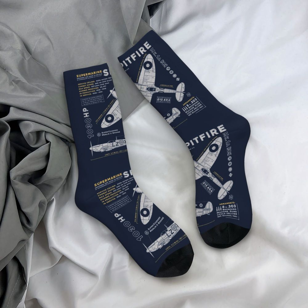 Novelty Printed Captain Stripes Epaulettes Socks for Women Men Stretchy Summer Autumn Winter Aviation Airplane Pilot Crew Socks