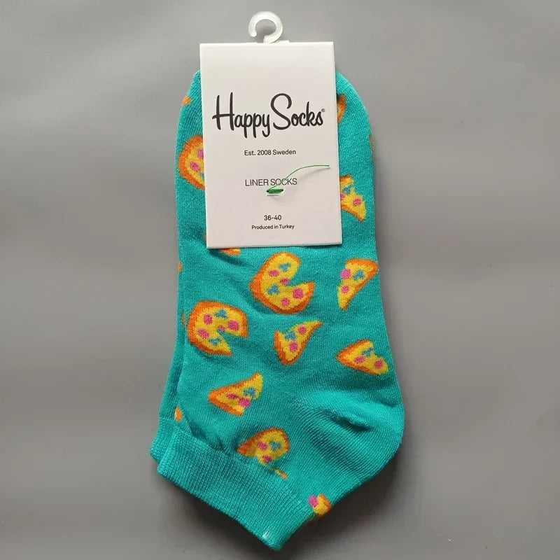 Novelty Happy Funny Mens Graphic Socks Summer Fruit Painting Dress Socks Low Cut SIZE 36-40