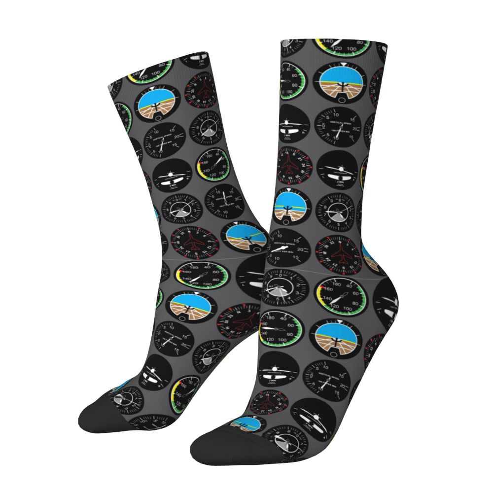 Novelty Printed Captain Stripes Epaulettes Socks for Women Men Stretchy Summer Autumn Winter Aviation Airplane Pilot Crew Socks