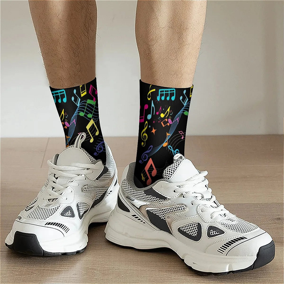 Music Notes Vintage socks Street Hip Hop Novelty Crew socks Comfortable Fashion casual socks Travel fitness party perfect gift