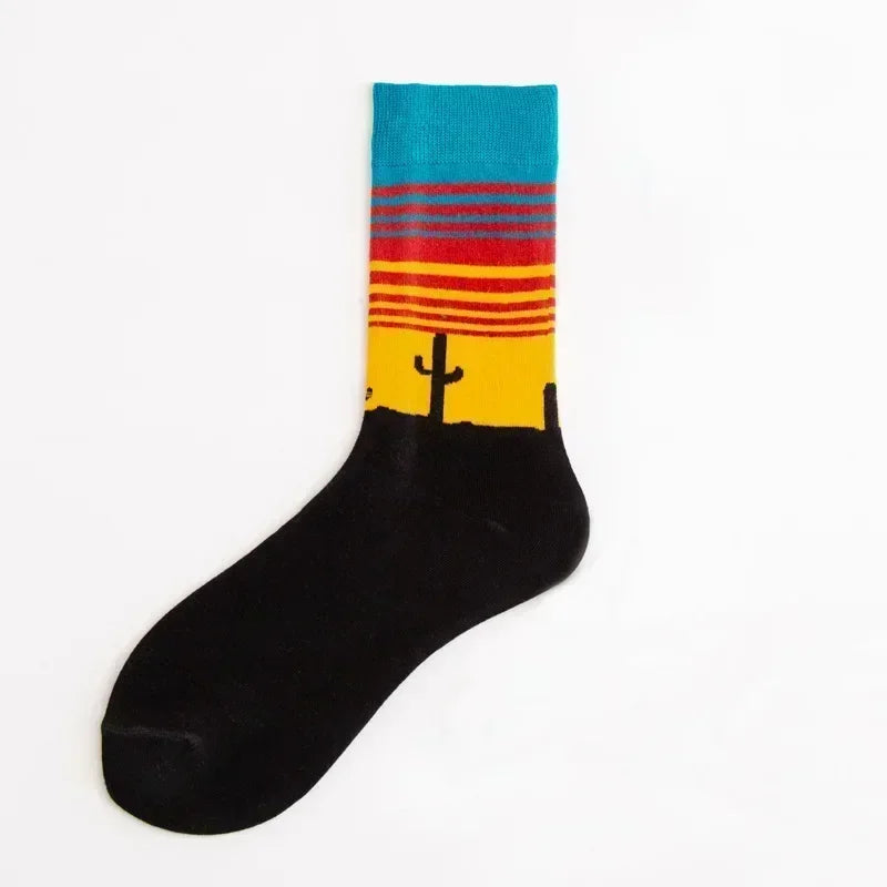 Novelty Happy Funny Men Graphic Socks Combed Cotton Omelette Frog Crazy Burger Salmon Corn Avocado Bird Fish Sock Christmas Gift