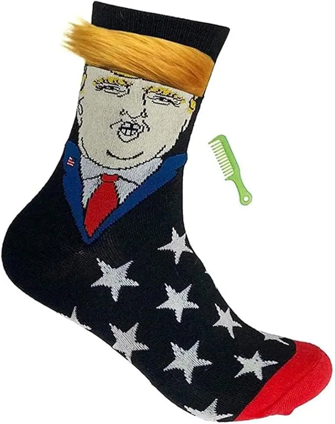 Funny Trump Novelty Socks With Hair Trump Unisex Socks Crew Socks  president Trump Merchandise Giftt