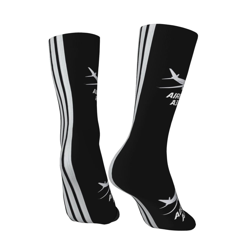 Novelty Printed Captain Stripes Epaulettes Socks for Women Men Stretchy Summer Autumn Winter Aviation Airplane Pilot Crew Socks