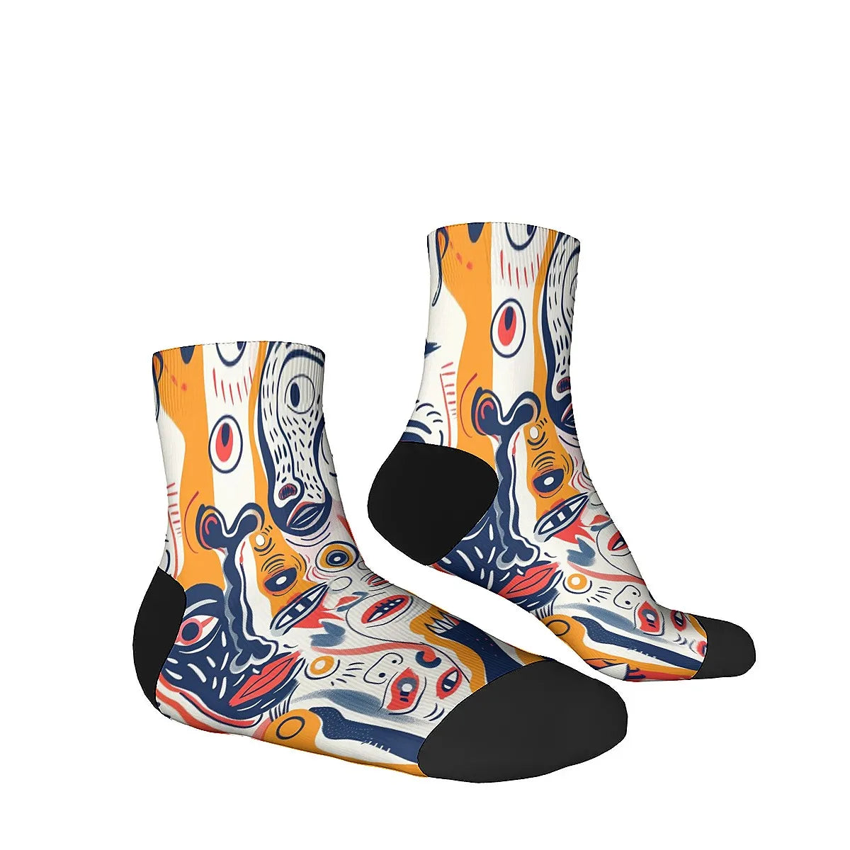Novelty men's socks Abstract art graffiti print funny happy compression socks retro hip hop trend elements casual party sports