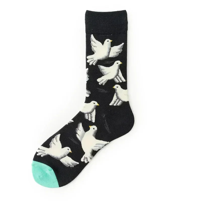 Novelty Happy Funny Men Graphic Socks Combed Cotton Omelette Frog Crazy Burger Salmon Corn Avocado Bird Fish Sock Christmas Gift