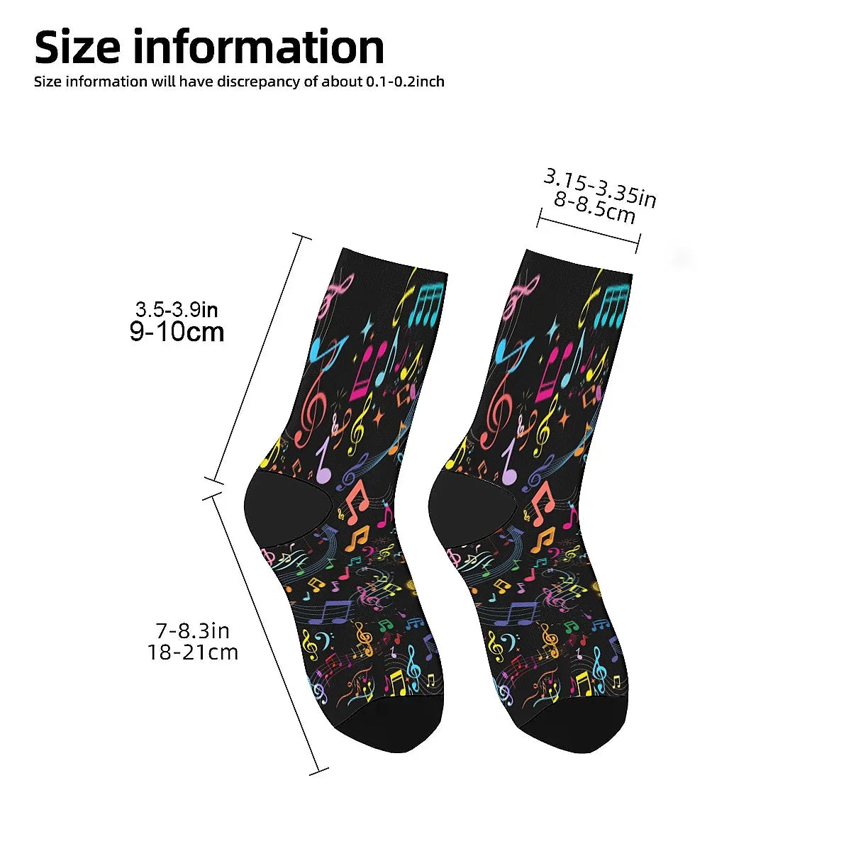 Music Notes Vintage socks Street Hip Hop Novelty Crew socks Comfortable Fashion casual socks Travel fitness party perfect gift