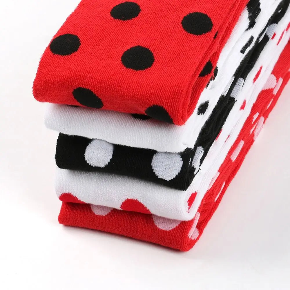 Novelty Polka Dot Thigh High Stockings Ladybug 80s 90s Red Black Dot Socks Knee High Socks for Women