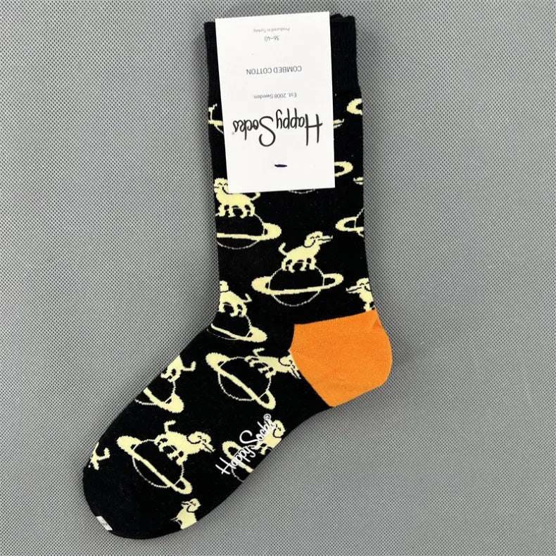 New Happy Socks All Over Cartoon Print Novelty Crew Socks 36-40