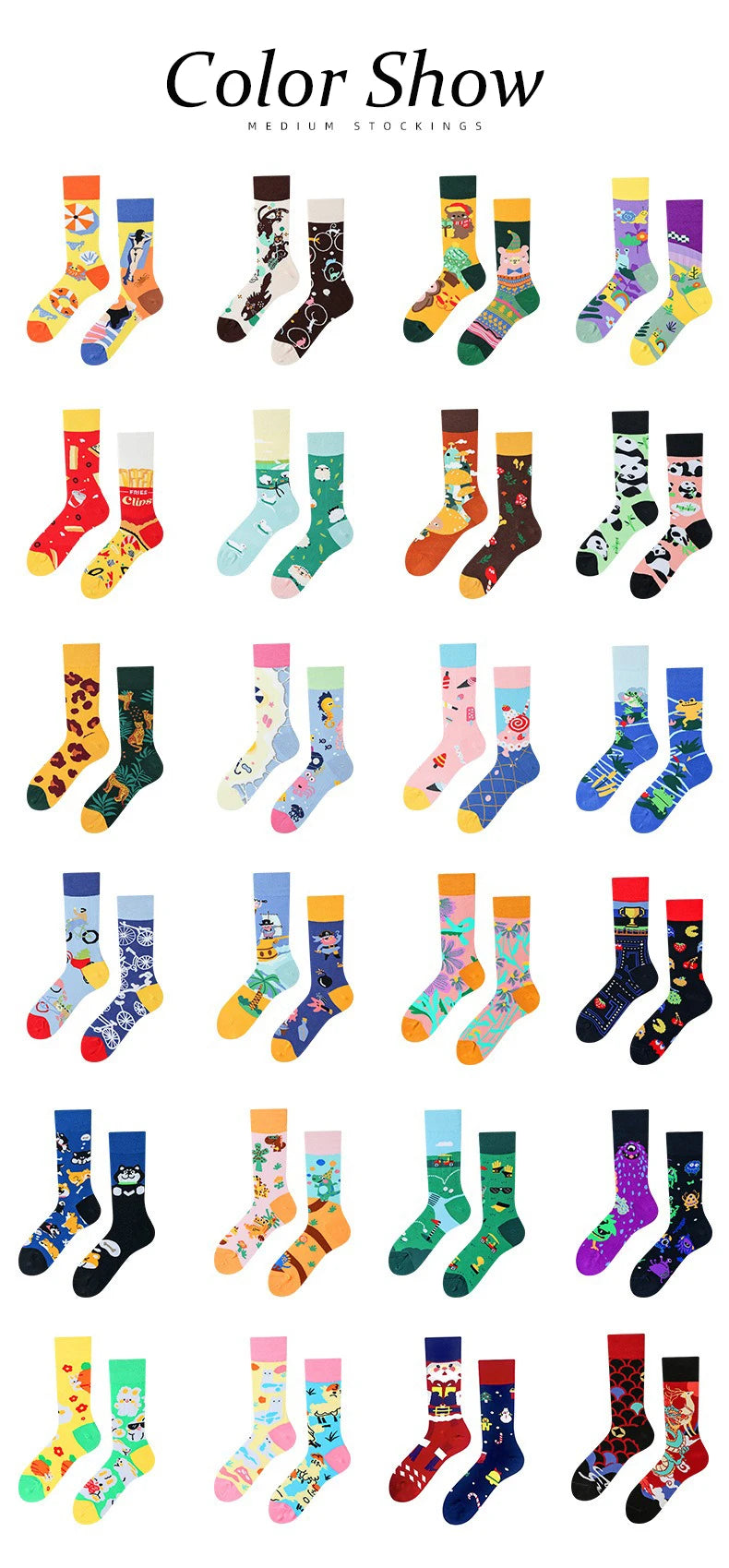 Men's Novelty Socks Men's Fun Dress Socks AB Styles Fashion  Personality Cartoon Colorful Funky Fancy Crazy Funny Casual Socks