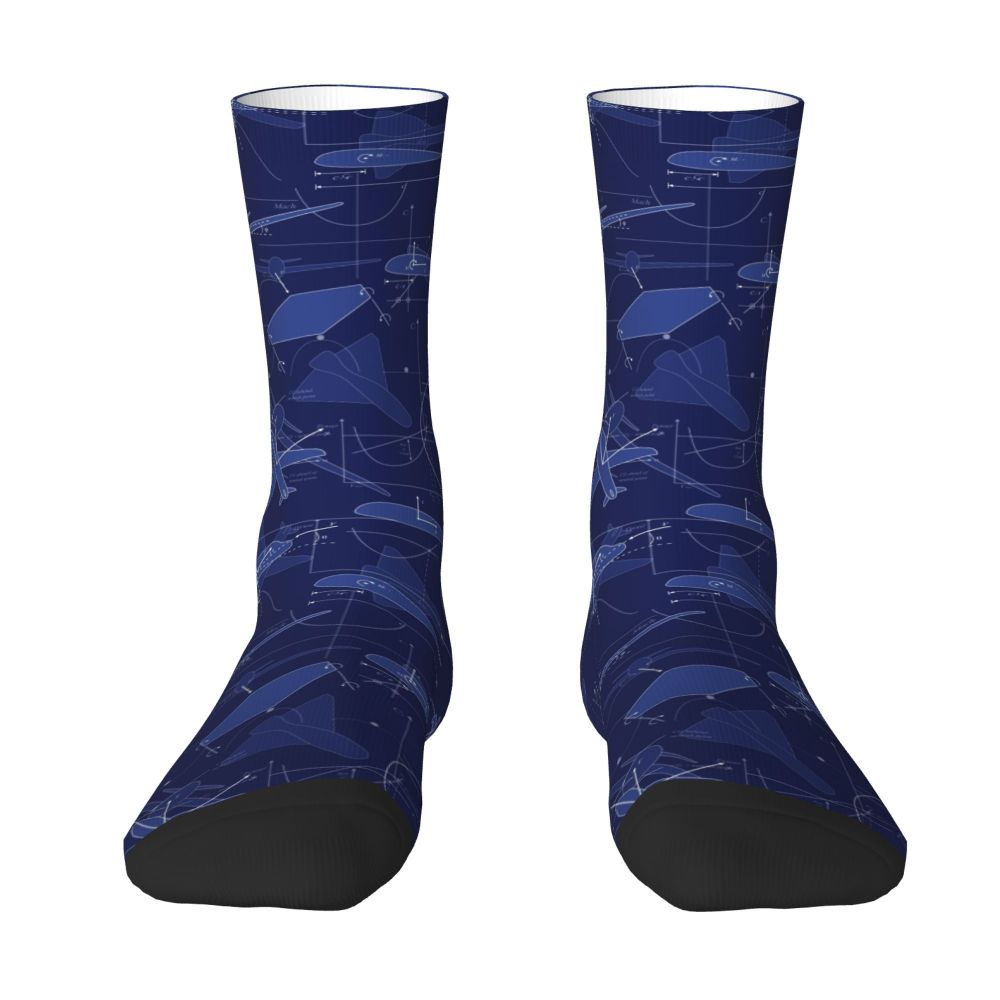 Novelty Printed Captain Stripes Epaulettes Socks for Women Men Stretchy Summer Autumn Winter Aviation Airplane Pilot Crew Socks
