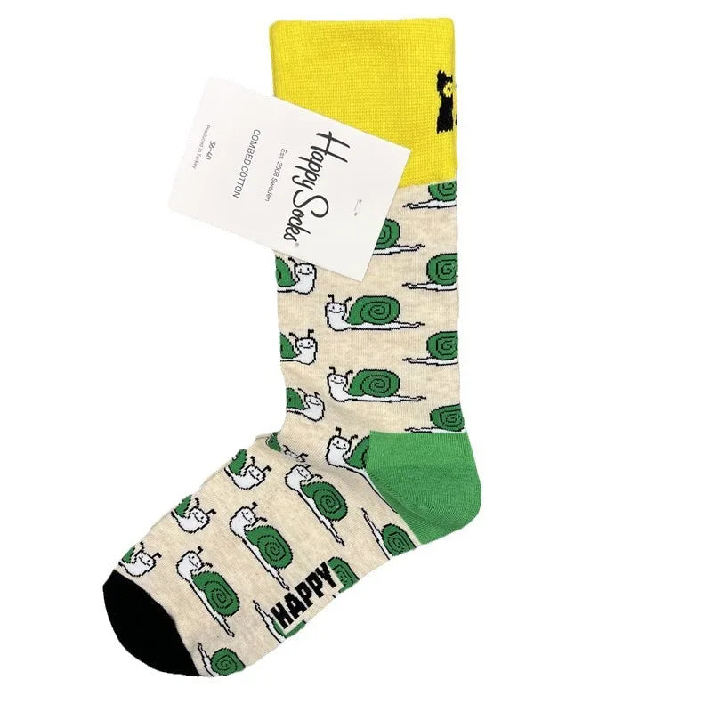 New Happy Socks All Over Cartoon Print Novelty Crew Socks 36-40