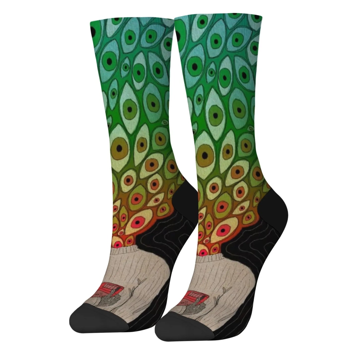 1 Pair 2025 New Unisex Socks Whimsical Novelty Cartoon Intricate Multicolored Eye Patterns Design Comfort Fashion Stocking