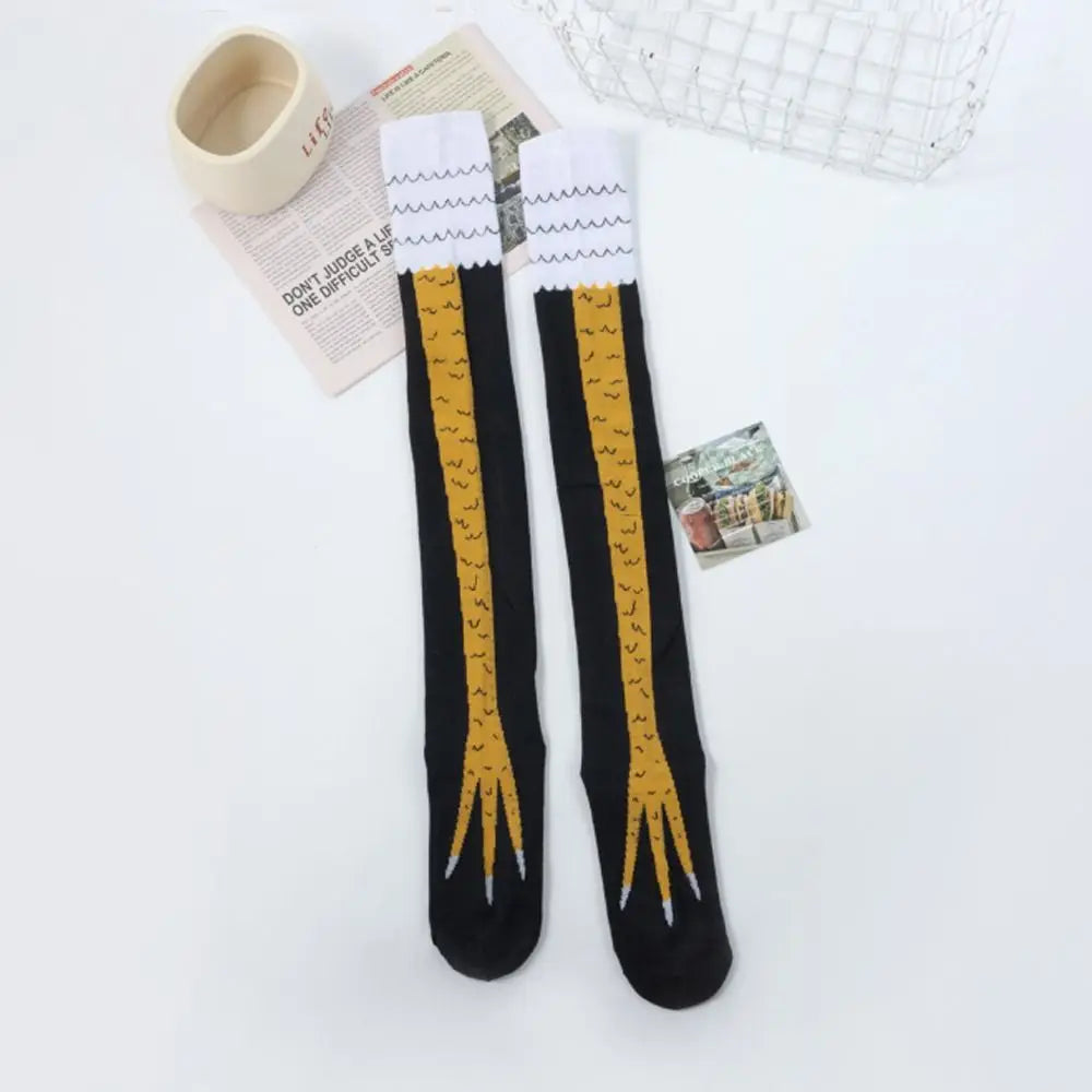 Novelty Cotton High Tube Chicken Feet Socks Breathable Harajuku Street Long Compression Socks 3D Print Above Knee High Socks