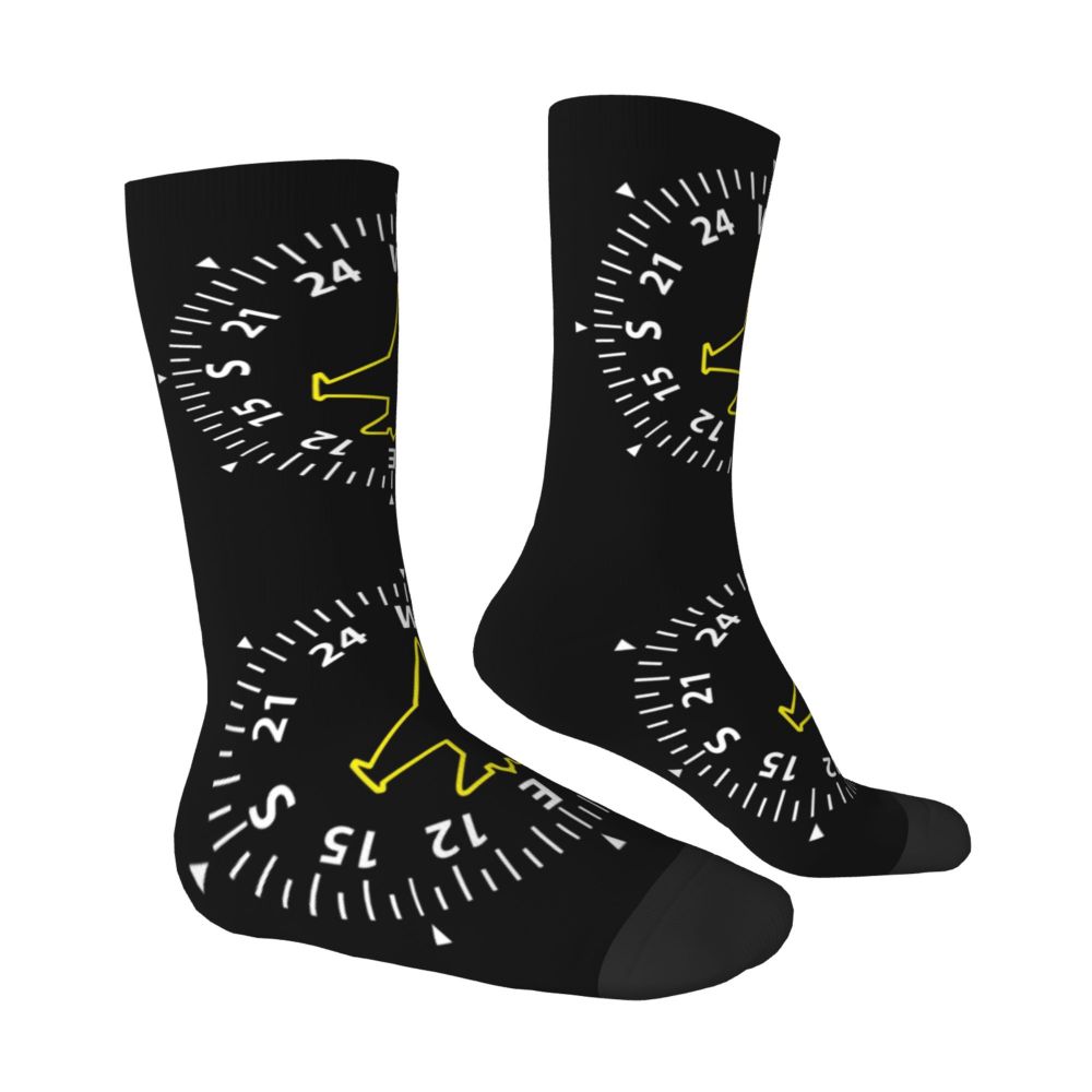 Novelty Printed Captain Stripes Epaulettes Socks for Women Men Stretchy Summer Autumn Winter Aviation Airplane Pilot Crew Socks