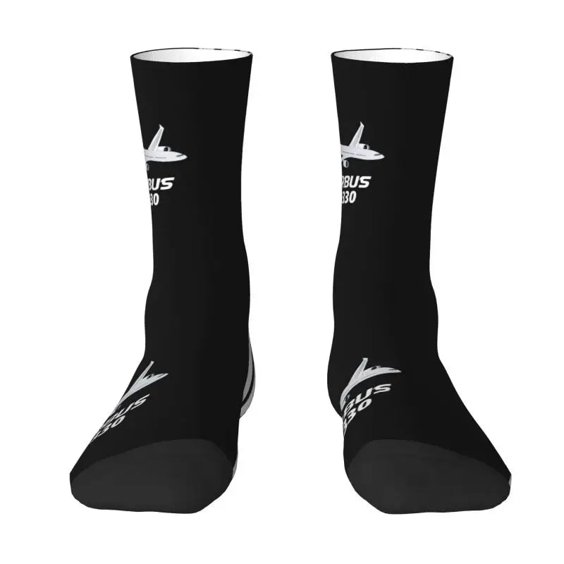 Novelty Printed Captain Stripes Epaulettes Socks for Women Men Stretchy Summer Autumn Winter Aviation Airplane Pilot Crew Socks
