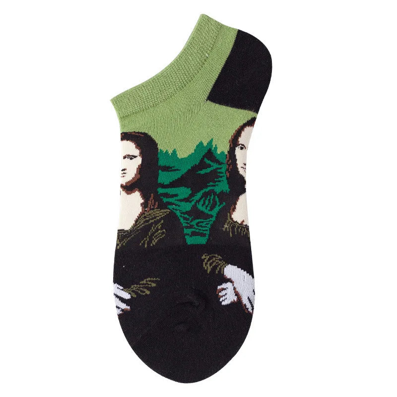 Novelty Men Short Socks Boat High Quality Geometric Fruit Sushi Colorful Pattern Fashion Socks