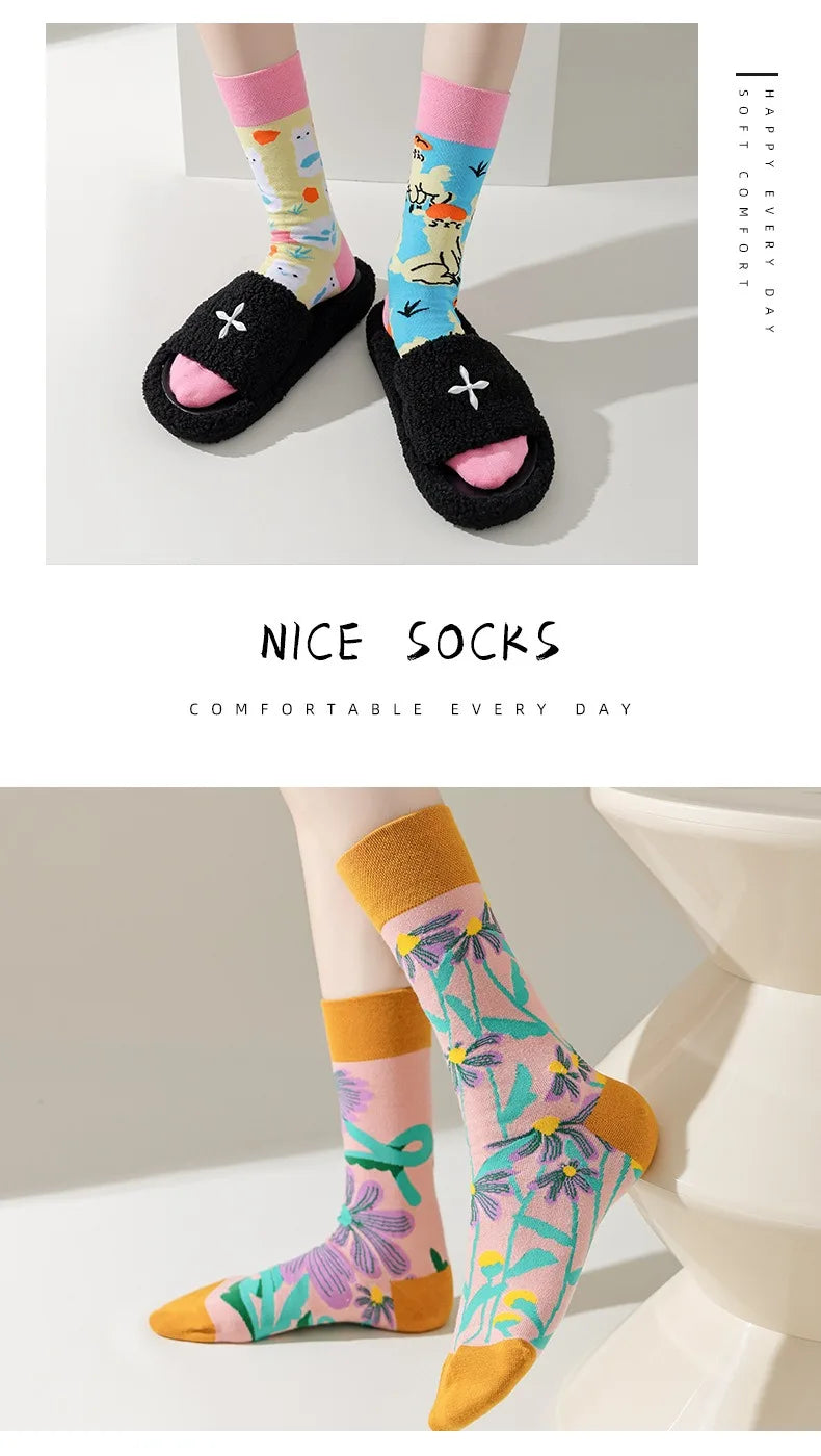 Men's Novelty Socks Men's Fun Dress Socks AB Styles Fashion  Personality Cartoon Colorful Funky Fancy Crazy Funny Casual Socks