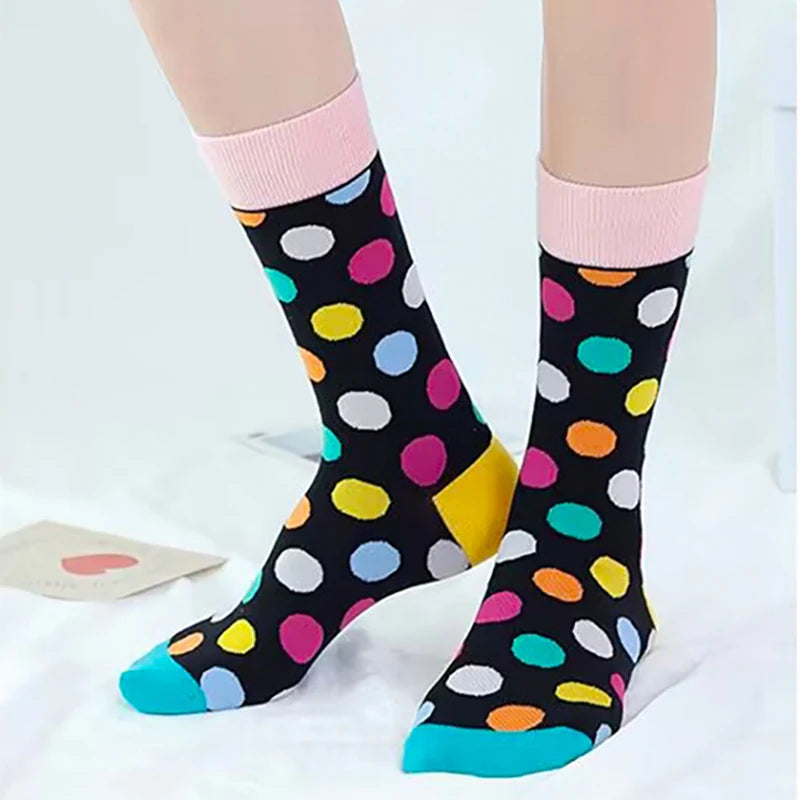 Novelty Hot Sales Happy Men Business Socks Casual Funny Socks Personality Colorful Dot Hip Hop Women Breathable Short Crew Socks