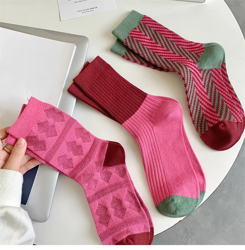 Socks For Women New Novelty Fashion Casual Girls Absorb Sweat Cotton Crew Socks Autumn Breathable Creative Color Korean Socks