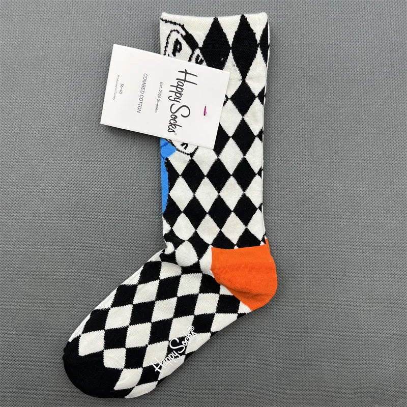 New Happy Socks All Over Cartoon Print Novelty Crew Socks 36-40