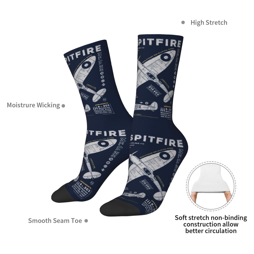 Novelty Printed Captain Stripes Epaulettes Socks for Women Men Stretchy Summer Autumn Winter Aviation Airplane Pilot Crew Socks