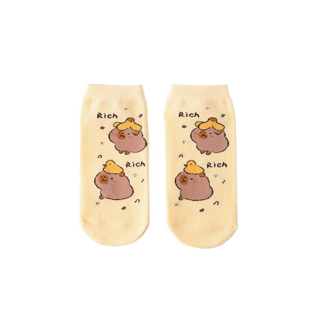 Novelty Anime Capybara Socks Letter Cotton Short Ankle Socks Kawaii Summer Hosiery Socks for Women Outdoor