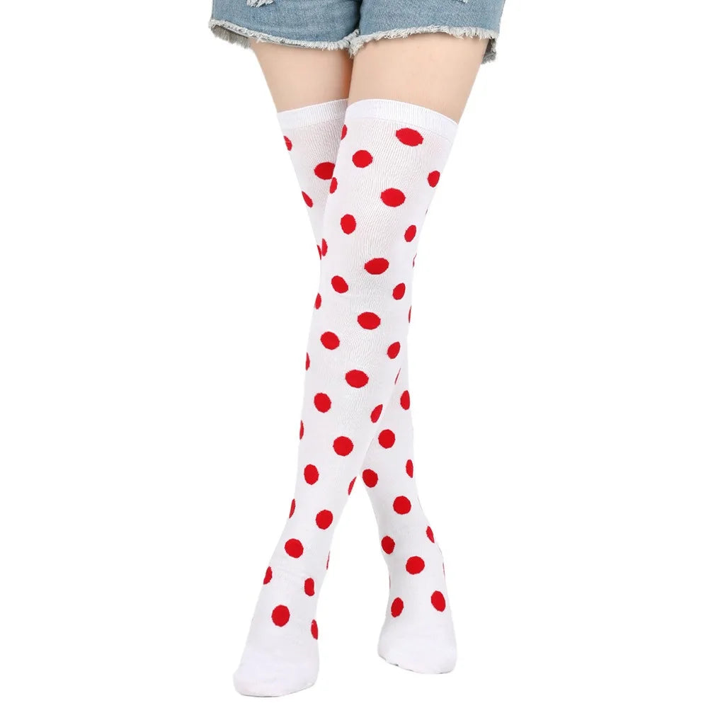 Novelty Polka Dot Thigh High Stockings Ladybug 80s 90s Red Black Dot Socks Knee High Socks for Women