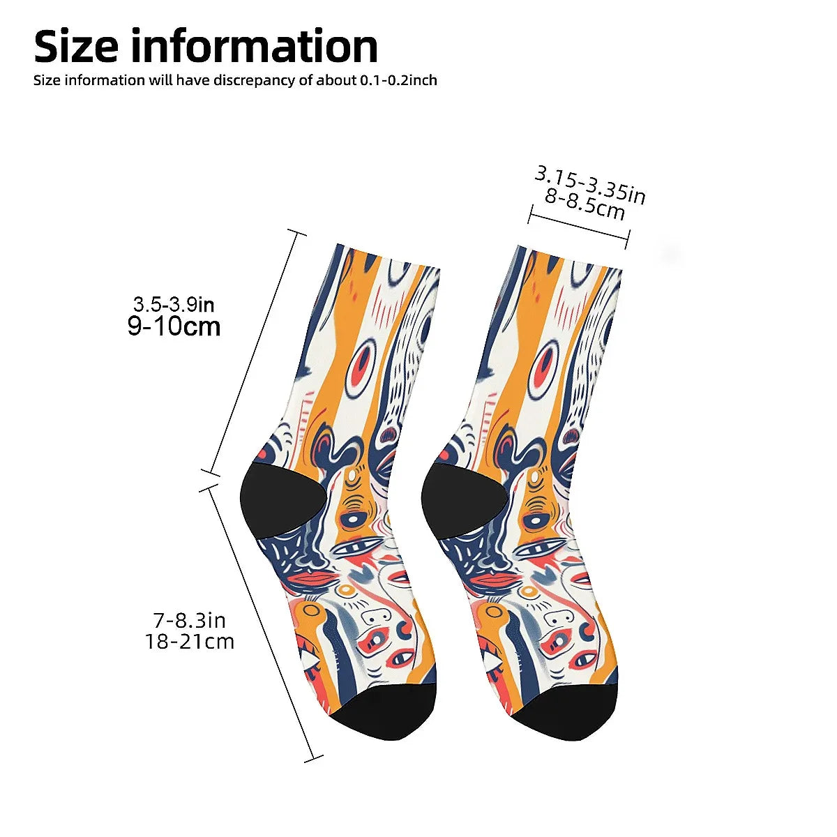 Novelty men's socks Abstract art graffiti print funny happy compression socks retro hip hop trend elements casual party sports