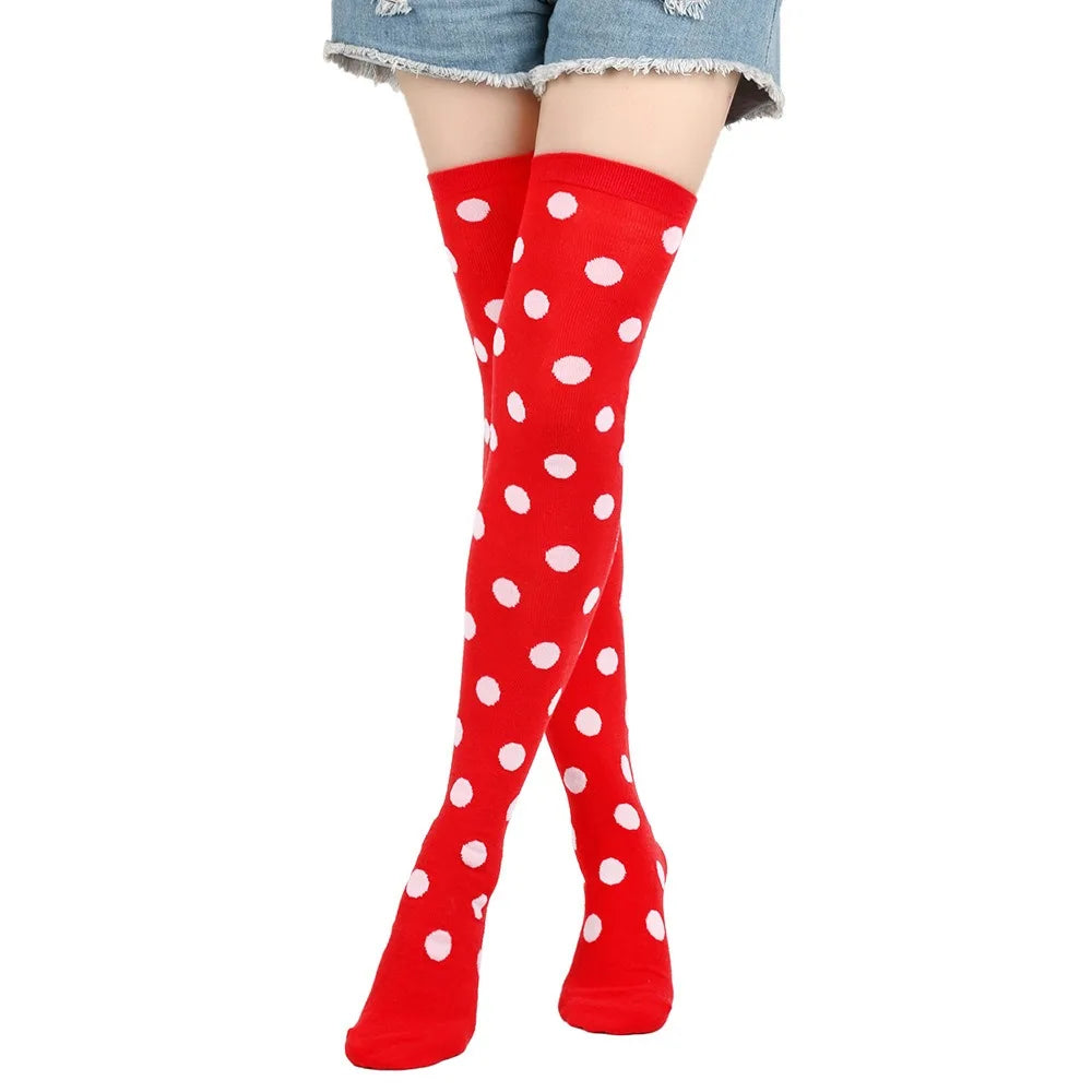 Novelty Polka Dot Thigh High Stockings Ladybug 80s 90s Red Black Dot Socks Knee High Socks for Women