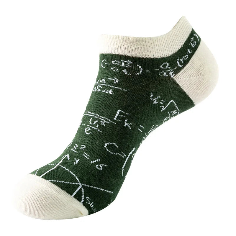 Novelty Men Short Socks Boat High Quality Geometric Fruit Sushi Colorful Pattern Fashion Socks