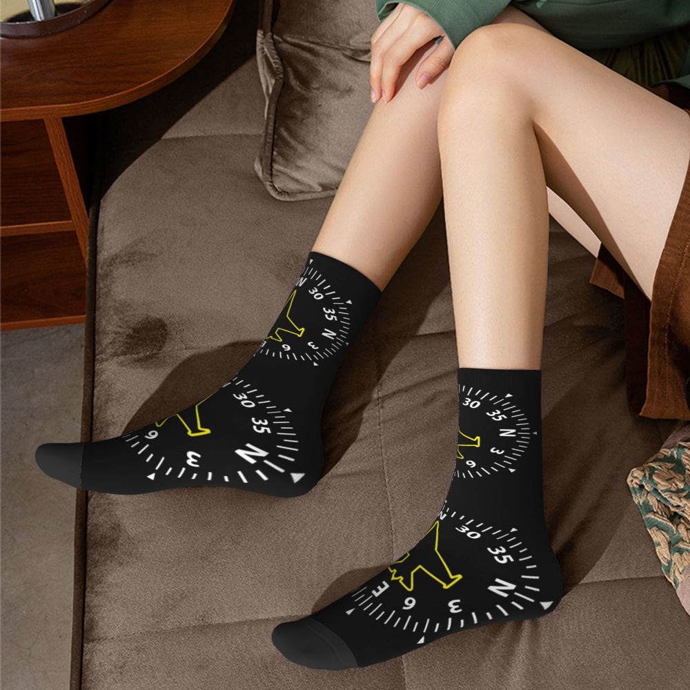 Novelty Printed Captain Stripes Epaulettes Socks for Women Men Stretchy Summer Autumn Winter Aviation Airplane Pilot Crew Socks