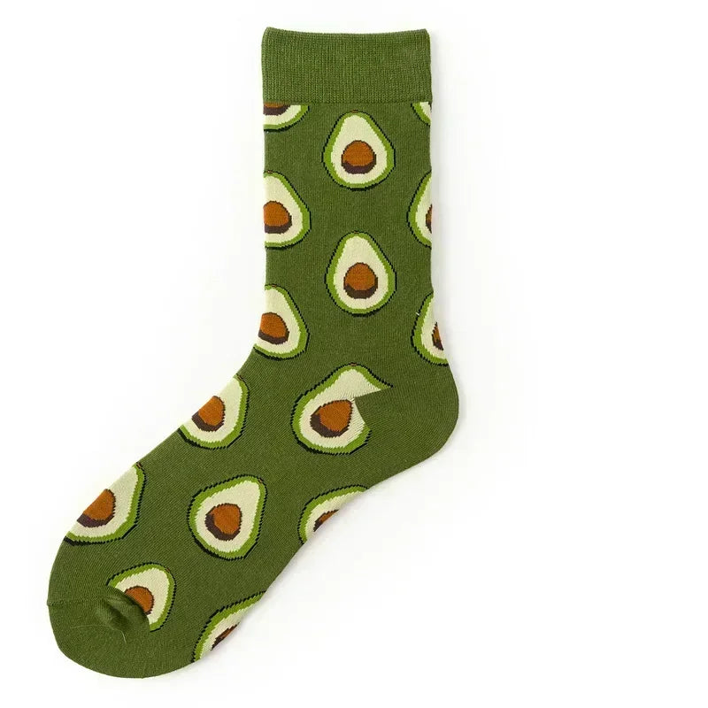 Novelty Happy Funny Men Graphic Socks Combed Cotton Omelette Frog Crazy Burger Salmon Corn Avocado Bird Fish Sock Christmas Gift