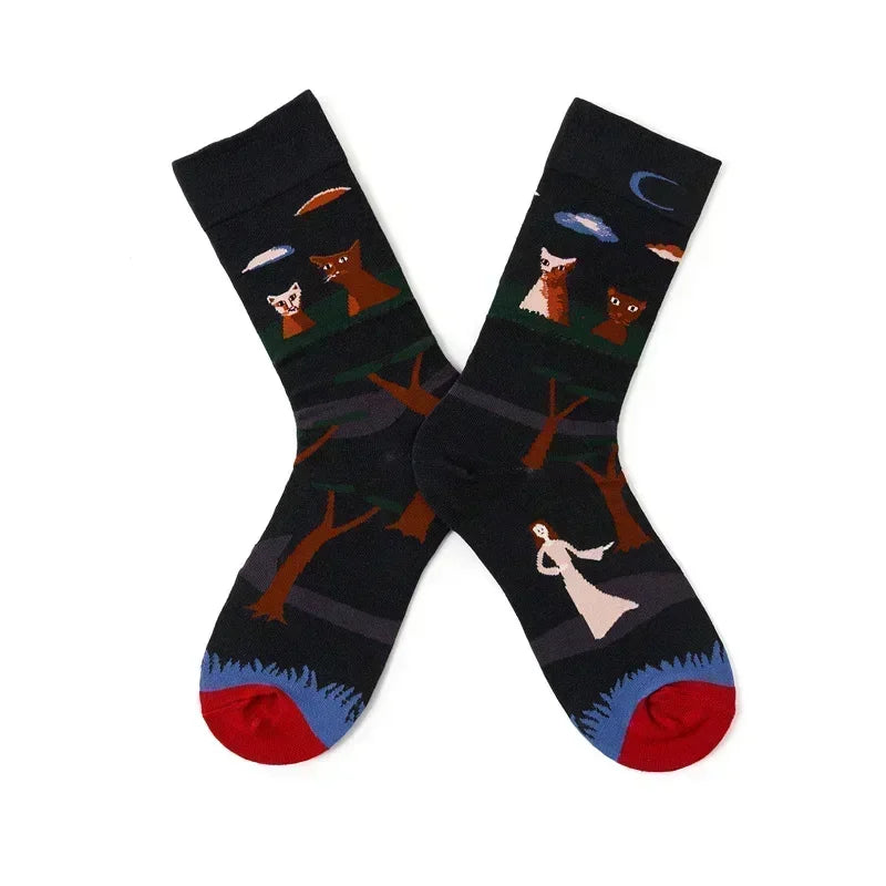 Novelty Happy Funny Men Graphic Socks Combed Cotton Omelette Frog Crazy Burger Salmon Corn Avocado Bird Fish Sock Christmas Gift